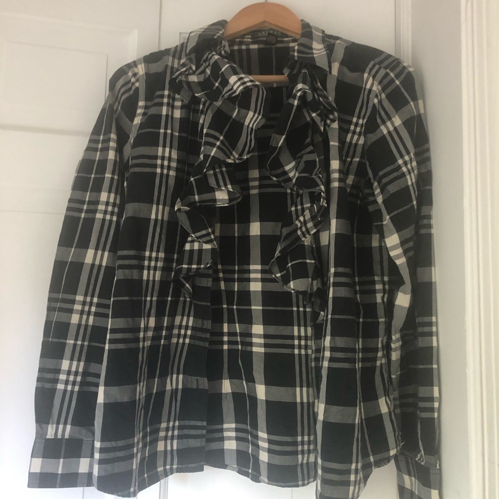 Ralph Lauren Plaid Checkered Tartan Blouse.